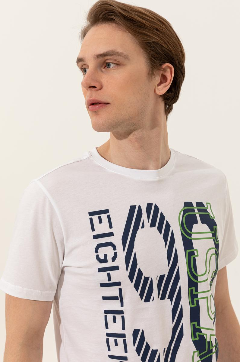 Erkek Beyaz Bisiklet Yaka Tişört