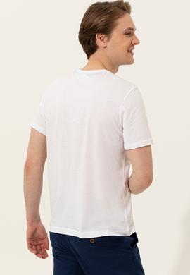 Erkek Beyaz Bisiklet Yaka Tişört - 50246142005