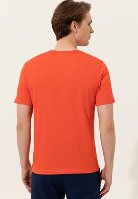 Erkek Kırmızı Bisiklet Yaka T-Shirt - 50249980039