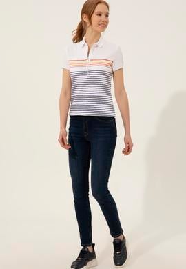 Kadın Mavi Polo Yaka Tişört - 50248442002