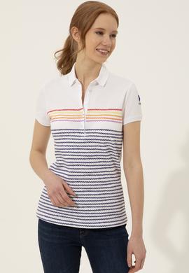 Kadın Mavi Polo Yaka Tişört - 50248442002