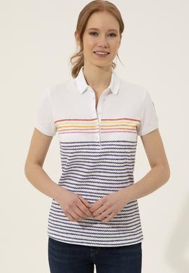 Kadın Mavi Polo Yaka Tişört - 50248442002