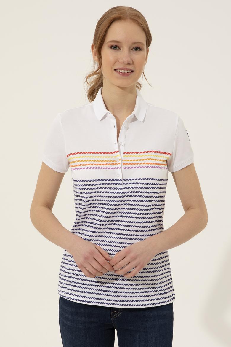 Kadın Mavi Polo Yaka Tişört