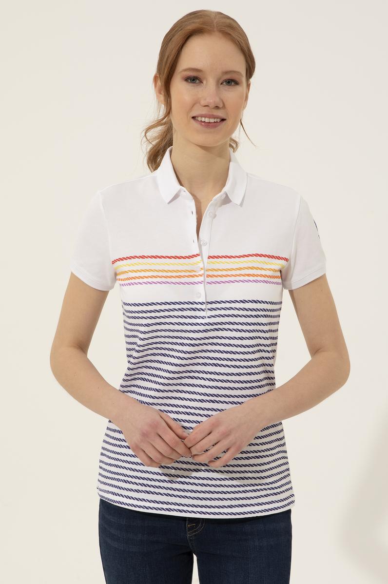 Kadın Mavi Polo Yaka Tişört