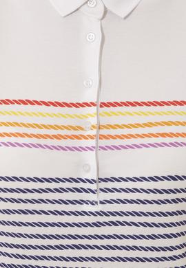 Kadın Mavi Polo Yaka Tişört - 50248442002