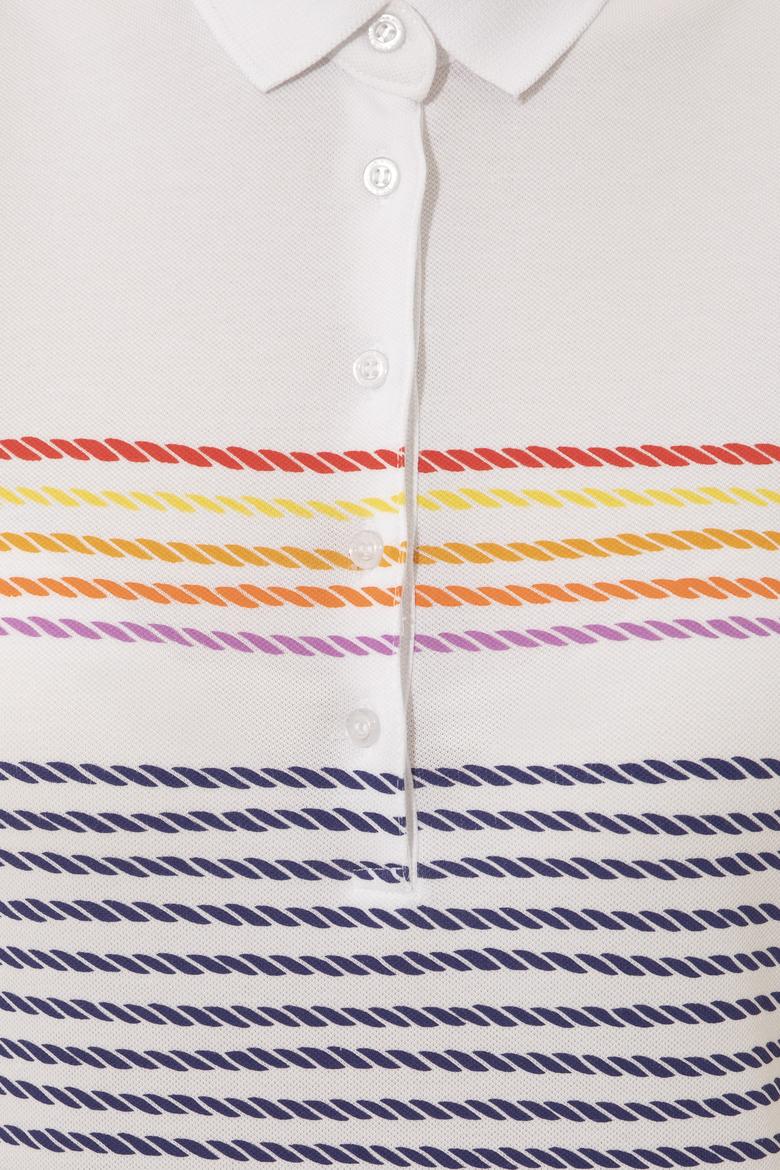 Kadın Mavi Polo Yaka Tişört - 50248442002