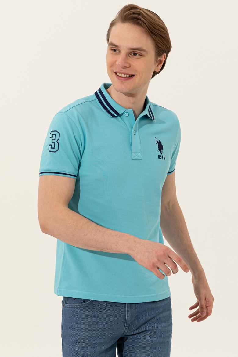 Erkek Turkuaz Basic Polo Yaka Tişört - 50249145068
