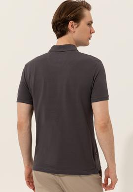 Erkek Antrasit Polo Yaka Basic T-Shirt - 50249153390