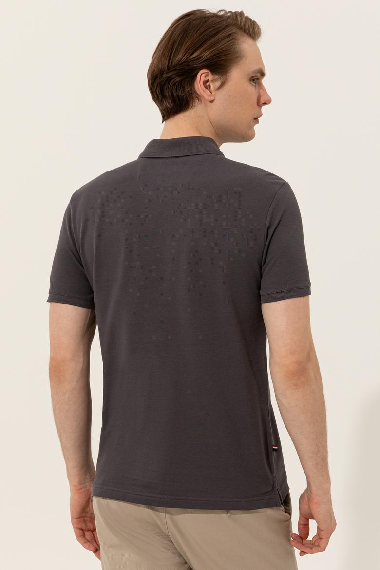 Erkek Antrasit Polo Yaka Basic T-Shirt - 50249153390