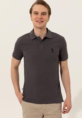 Erkek Antrasit Polo Yaka Basic T-Shirt - 50249153390
