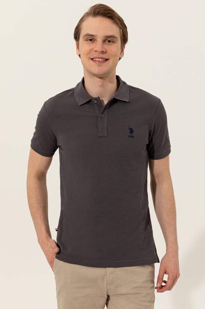 Erkek Antrasit Polo Yaka Basic T-Shirt