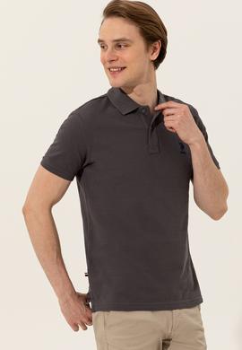 Erkek Antrasit Polo Yaka Basic T-Shirt - 50249153390