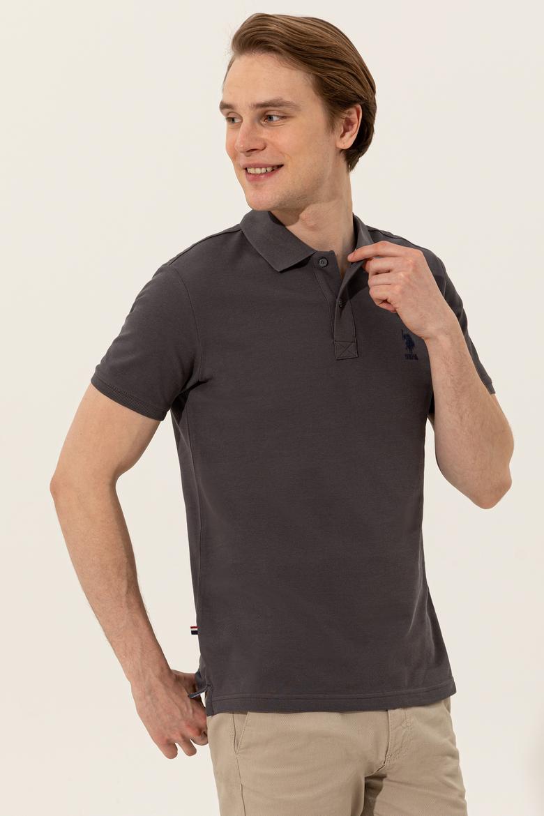 Erkek Antrasit Polo Yaka Basic T-Shirt - 50249153390