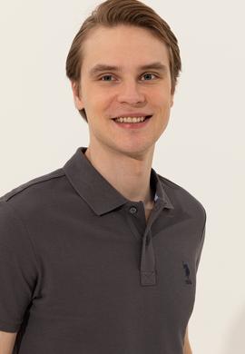 Erkek Antrasit Polo Yaka Basic T-Shirt - 50249153390