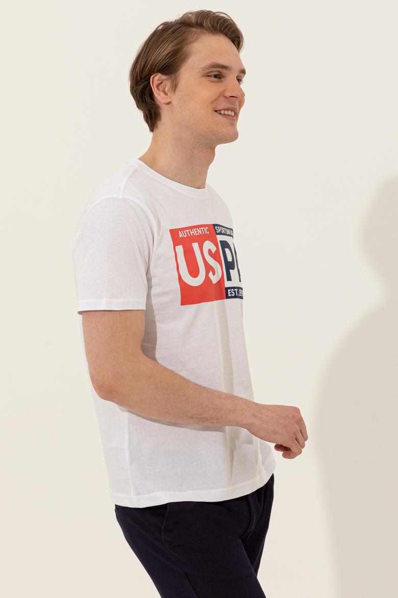 Erkek Beyaz Bisiklet Yaka Tişört - 50246120010