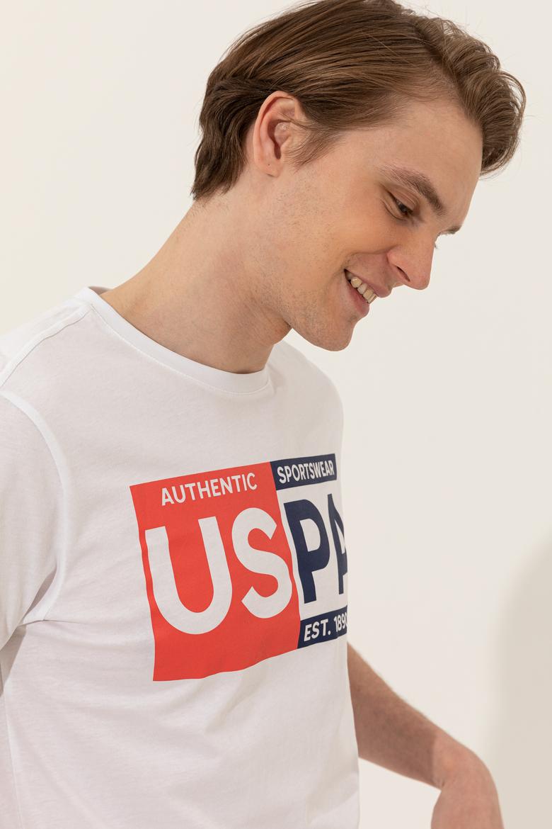 Erkek Beyaz Bisiklet Yaka Tişört - 50246120010