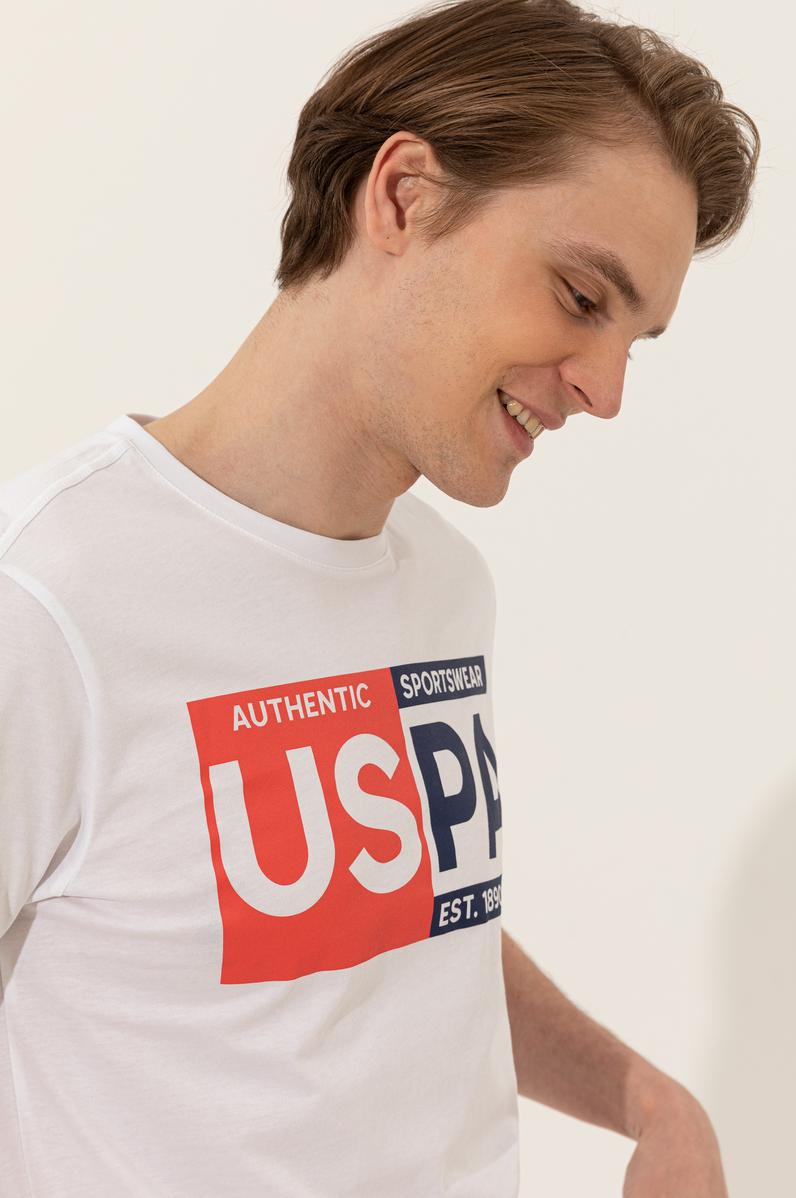 Erkek Beyaz Bisiklet Yaka Tişört