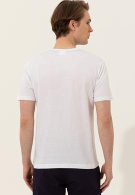 Erkek Beyaz Bisiklet Yaka Tişört - 50246120010