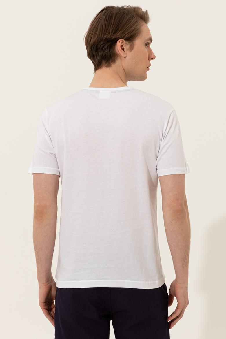 Erkek Beyaz Bisiklet Yaka Tişört - 50246120010
