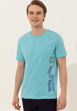 Erkek Turkuaz Bisiklet Yaka Tişört - 50248615034