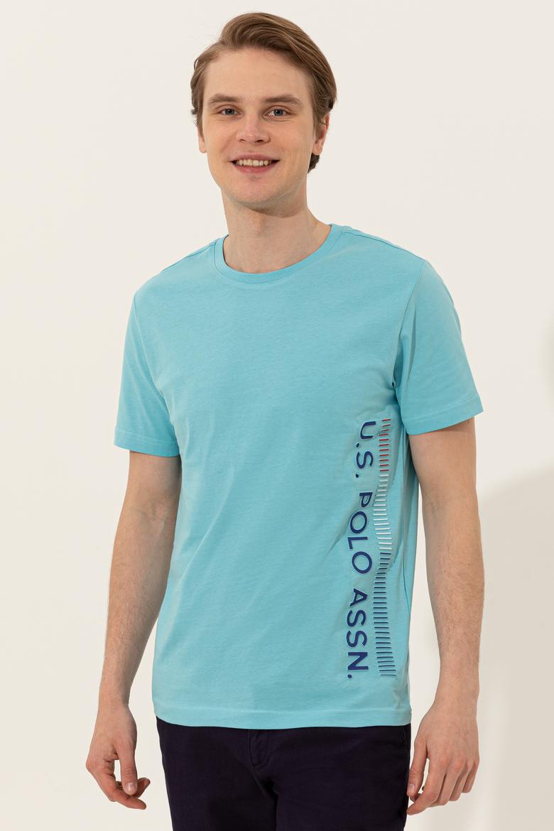 Erkek Turkuaz Bisiklet Yaka Tişört - 50248615034