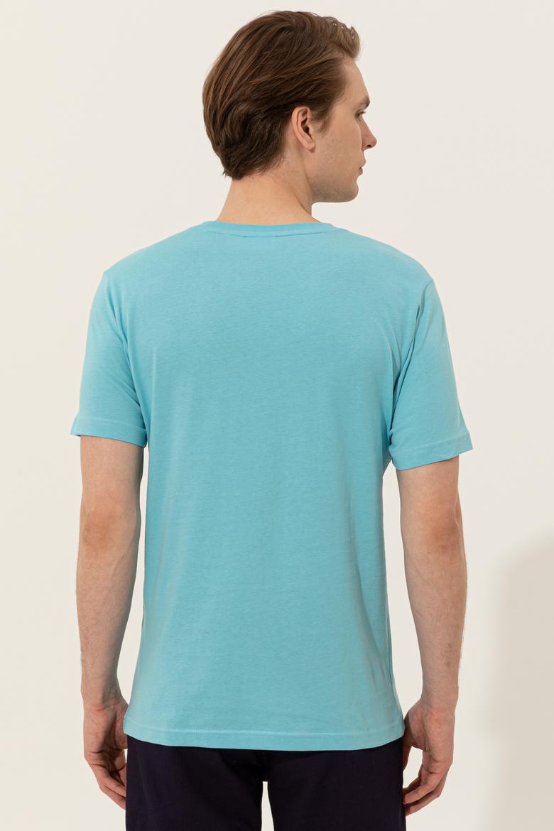 Erkek Turkuaz Bisiklet Yaka Tişört - 50248615034