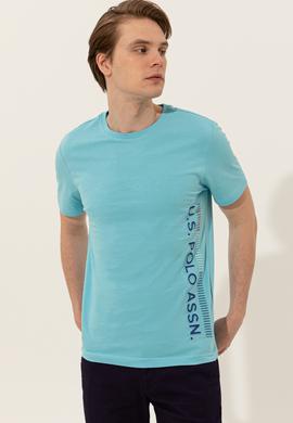Erkek Turkuaz Bisiklet Yaka Tişört - 50248615034