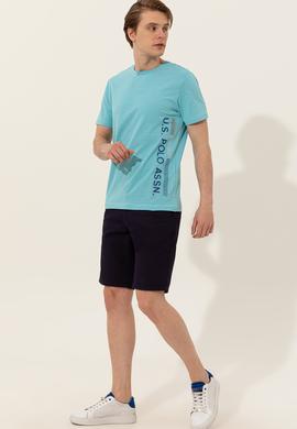 Erkek Turkuaz Bisiklet Yaka Tişört - 50248615034