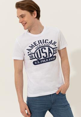 Erkek Beyaz Bisiklet Yaka Tişört - 50246127007