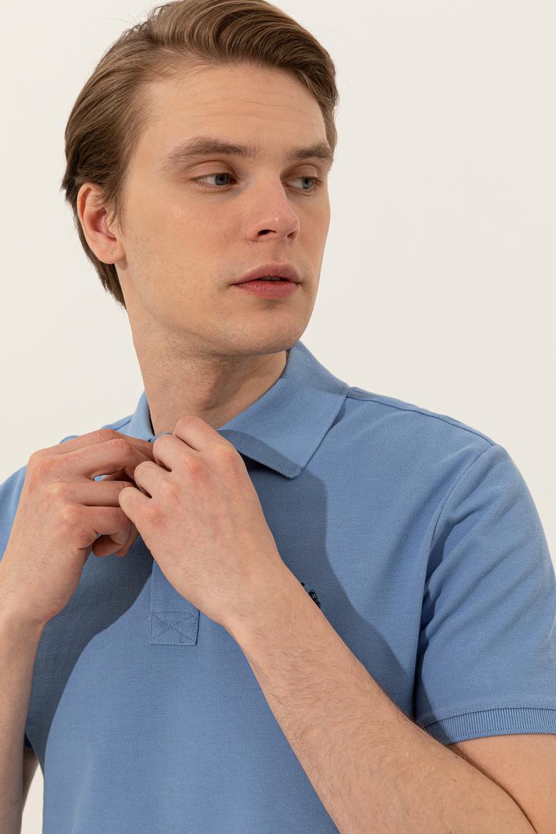 Erkek Koyu Mavi Polo Yaka Basic T-Shirt - 50249149097