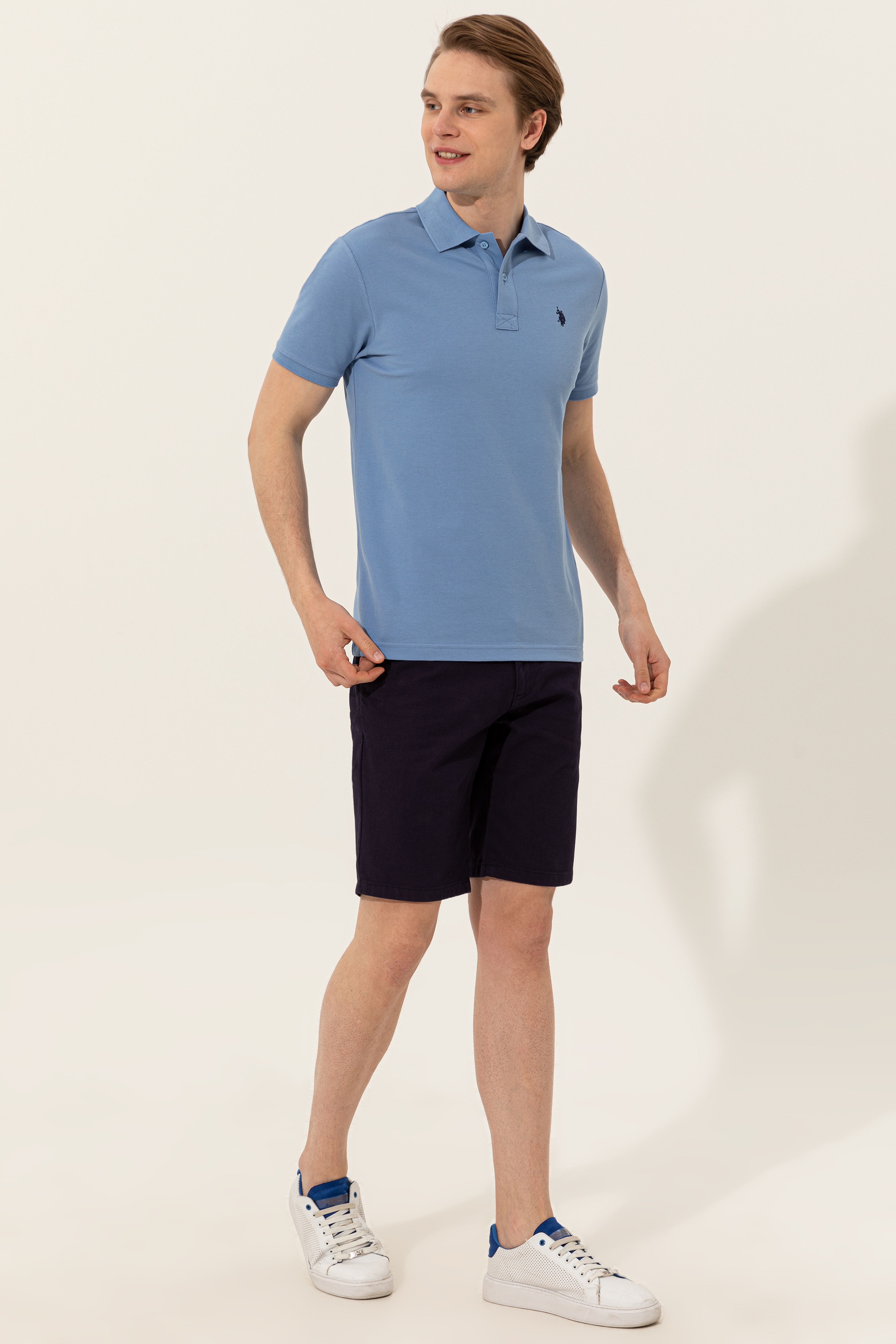 Erkek Koyu Mavi Polo Yaka Basic T-Shirt