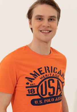 Erkek Turuncu Bisiklet Yaka Tişört - 50246127056