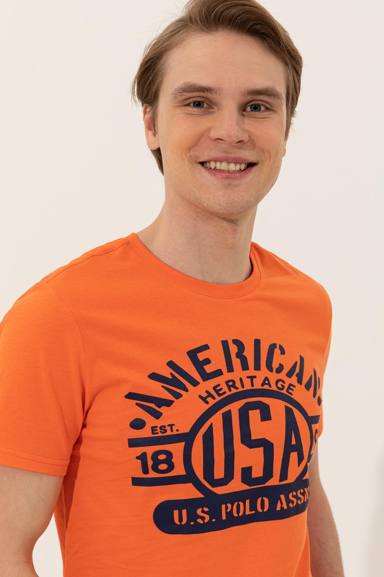 Erkek Turuncu Bisiklet Yaka Tişört - 50246127056