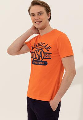 Erkek Turuncu Bisiklet Yaka Tişört - 50246127056