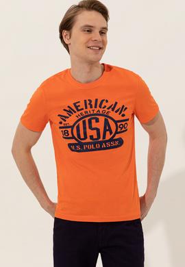 Erkek Turuncu Bisiklet Yaka Tişört - 50246127056