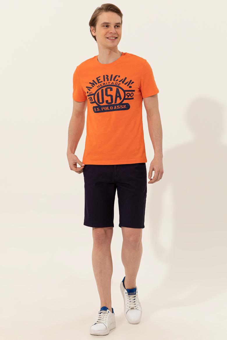 Erkek Turuncu Bisiklet Yaka Tişört - 50246127056