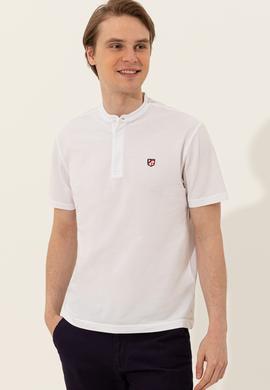 Erkek Beyaz Hakim Yaka Tişört - 50247366007