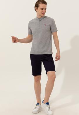 Erkek Gri Melanj Hakim Yaka Tişört - 50247366033