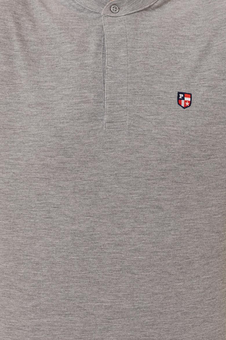 Erkek Gri Melanj Hakim Yaka Tişört - 50247366033