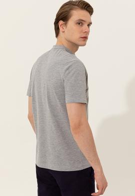 Erkek Gri Melanj Hakim Yaka Tişört - 50247366033