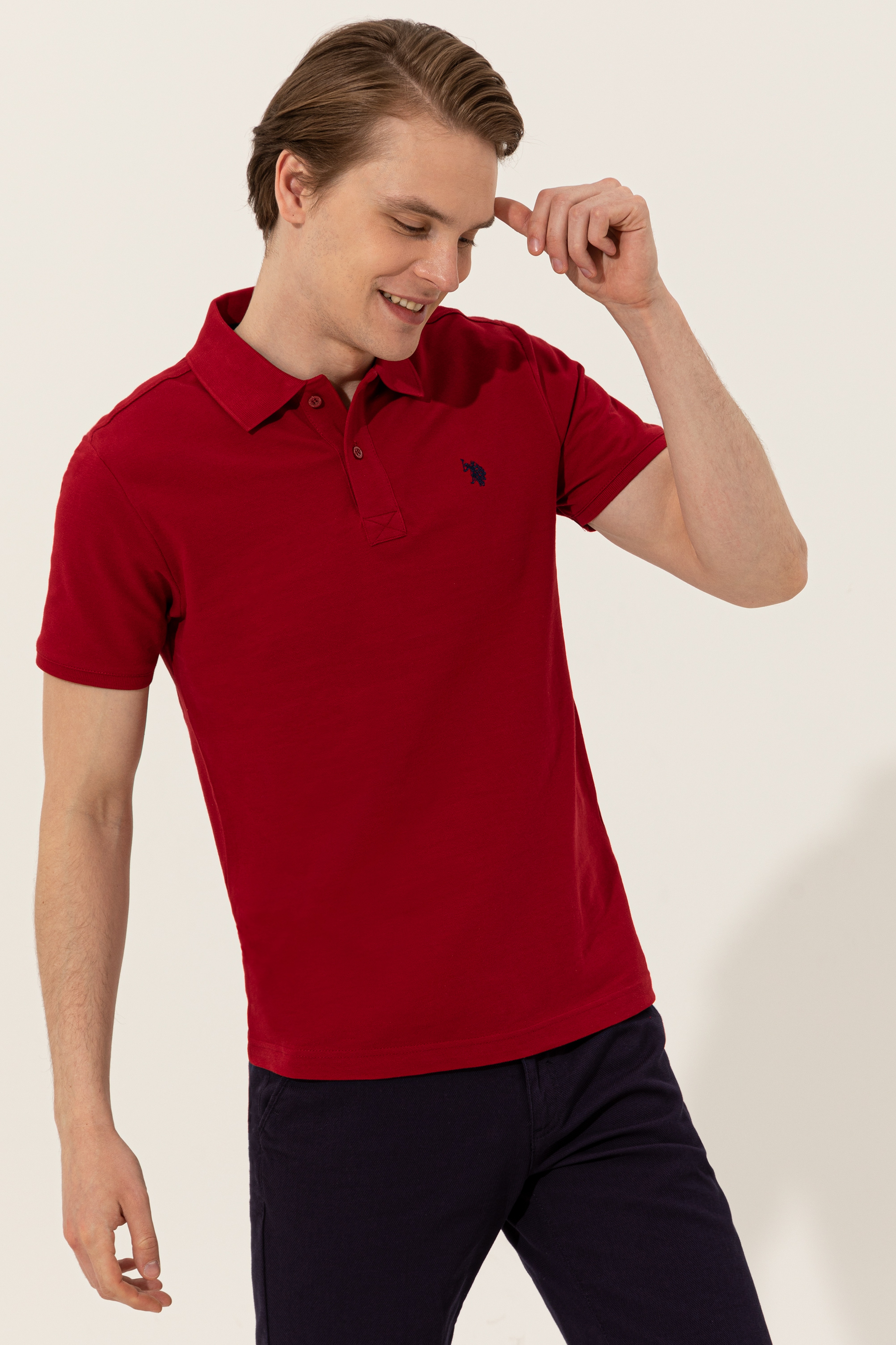 Erkek Bordo Basic Polo Yaka Tişört - Image 1