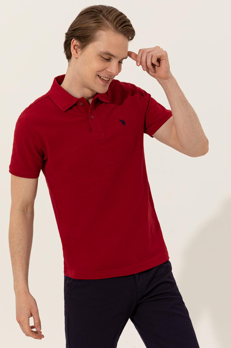 Erkek Bordo Basic Polo Yaka Tişört