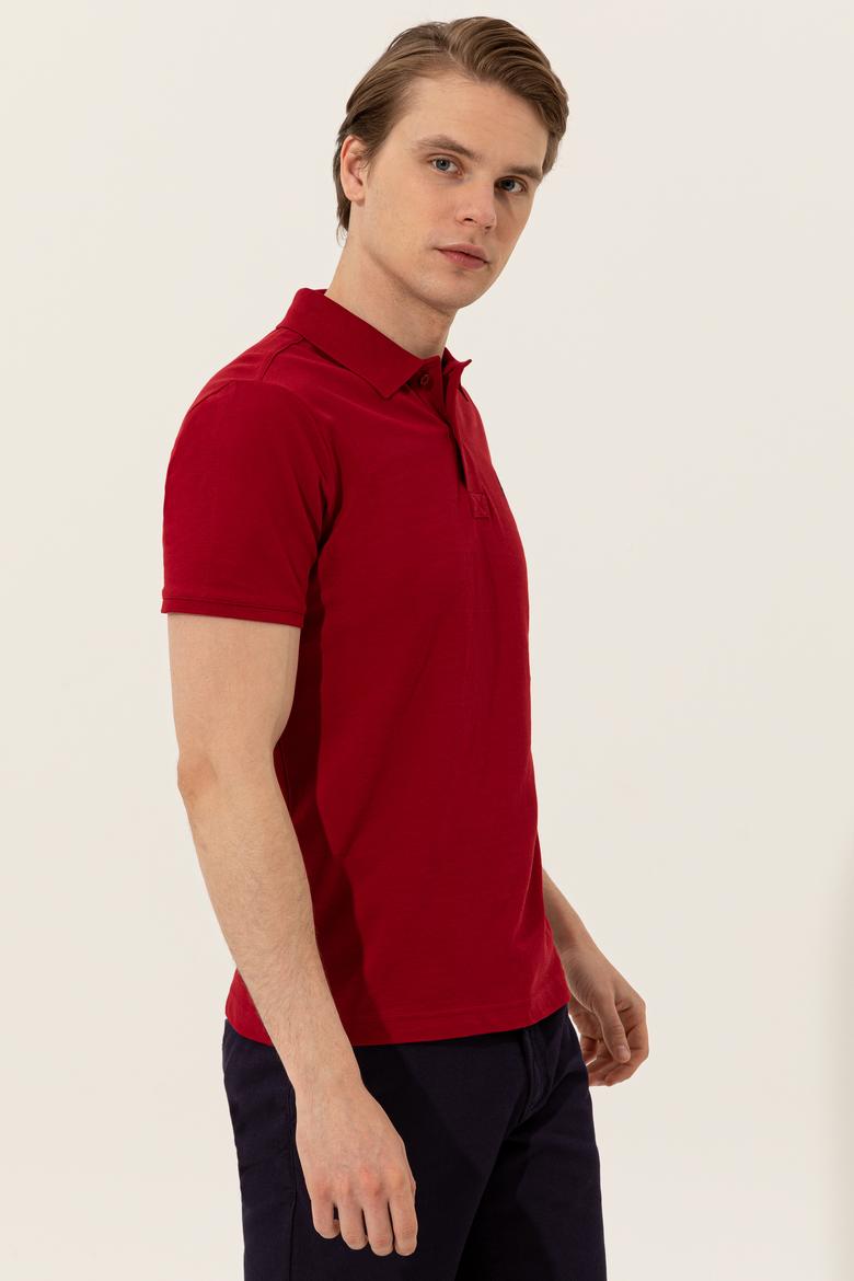 Erkek Bordo Basic Polo Yaka Tişört - 50249149042