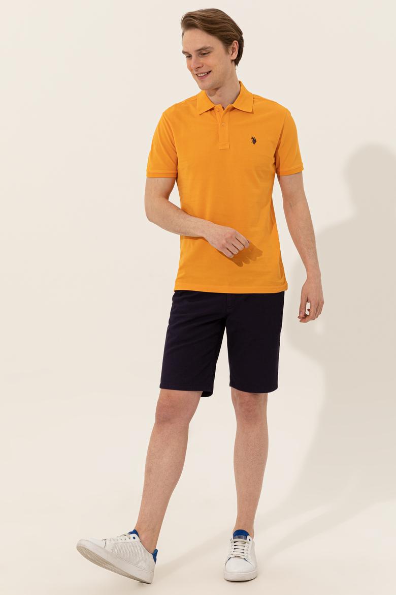 Erkek Koyu Sarı Basic Polo Yaka Tişört - 50249149286