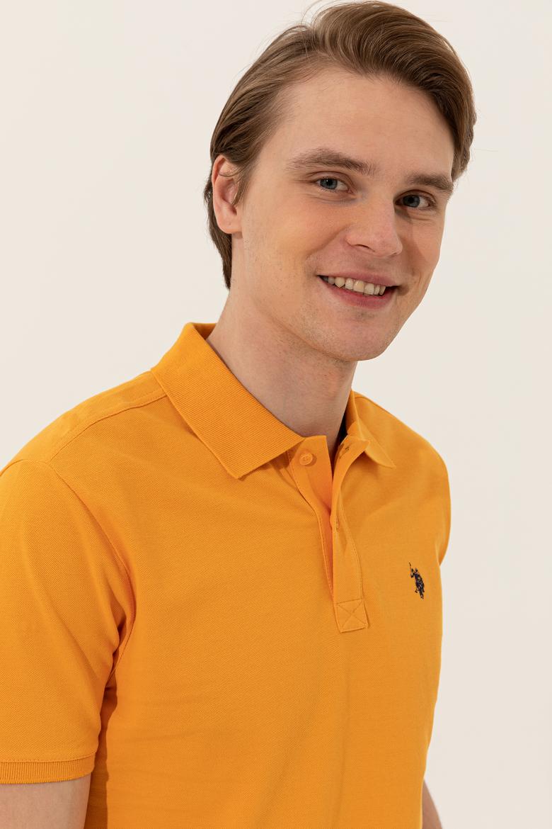 Erkek Koyu Sarı Basic Polo Yaka Tişört - 50249149286