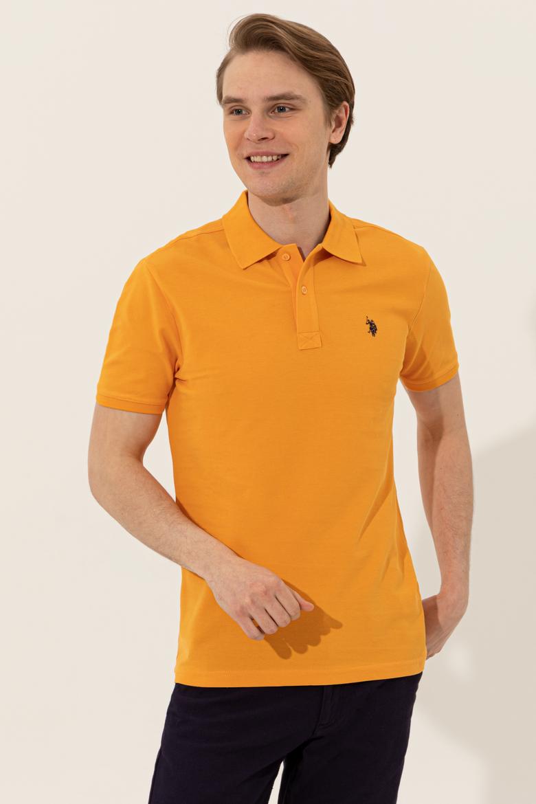 Erkek Koyu Sarı Basic Polo Yaka Tişört - 50249149286