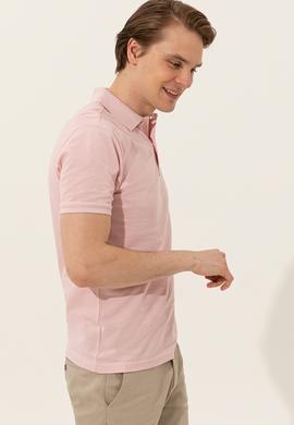 Erkek Pudra Polo Yaka Basic T-Shirt - 50249149147