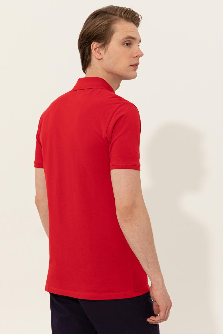 Erkek Kırmızı Basic Polo Yaka Tişört - 50249149340