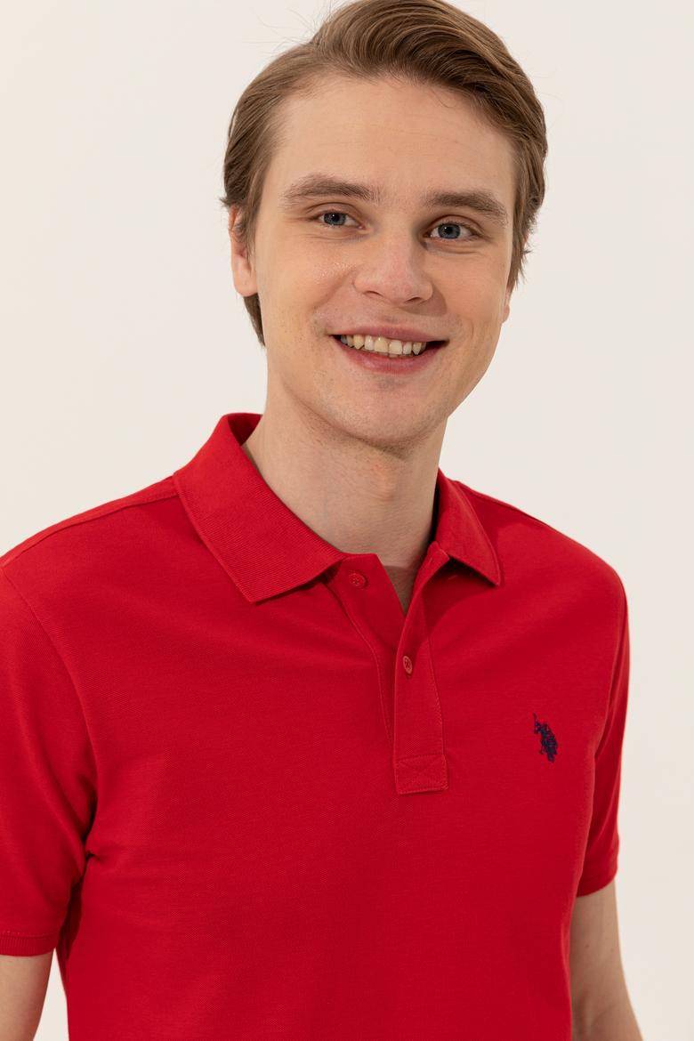 Erkek Kırmızı Basic Polo Yaka Tişört - 50249149340