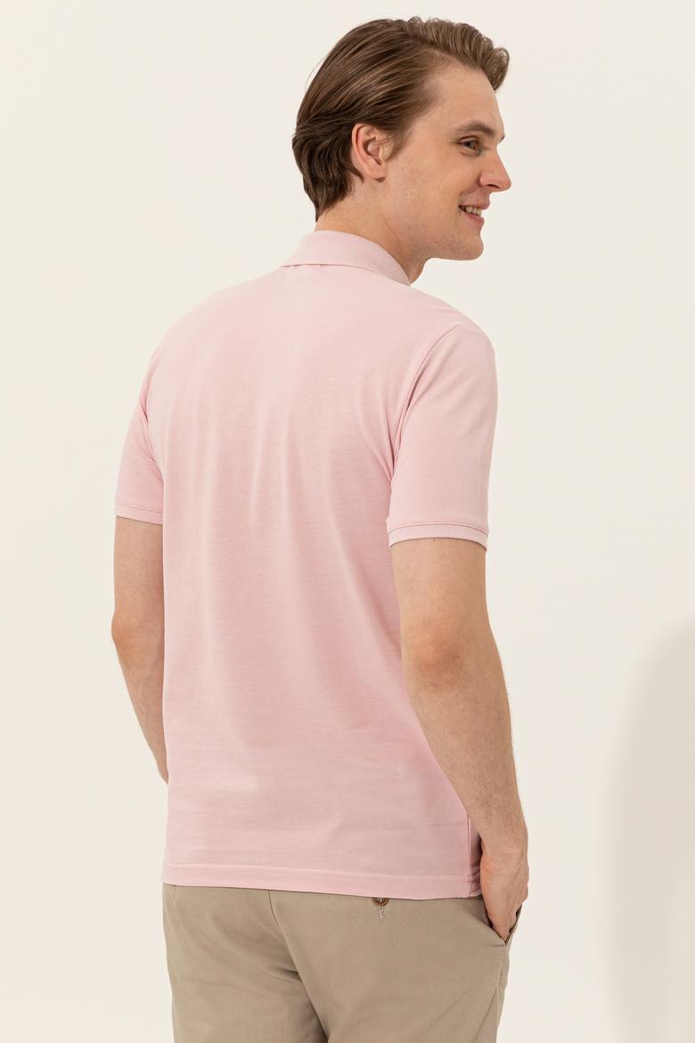 Erkek Pudra Polo Yaka Basic T-Shirt - 50249149147